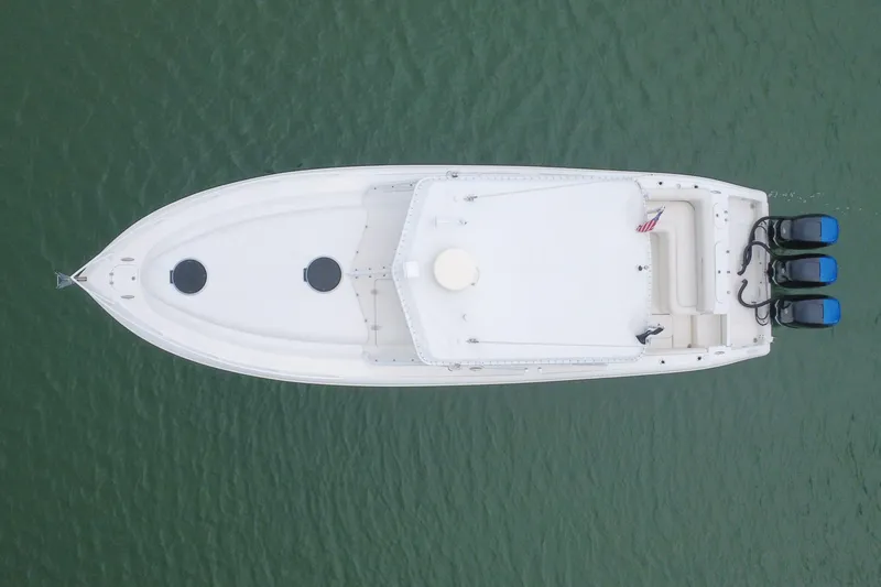 Slide: The Image of Aerial view of 2008 Midnight Express 37 Cabin boat on water. - 20