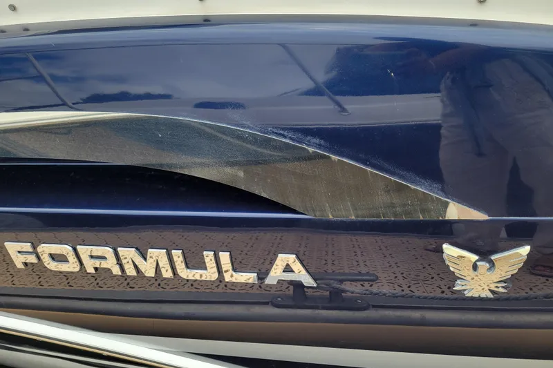 Slide: The Image of 2019 Formula 350 Crossover Bowrider boat emblem and logo detail. - 4