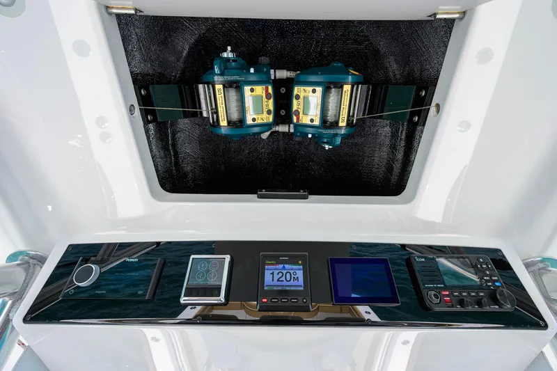 Slide: The Image of 2023 Valhalla Boatworks V-37 dashboard with advanced navigation and control systems. - 20