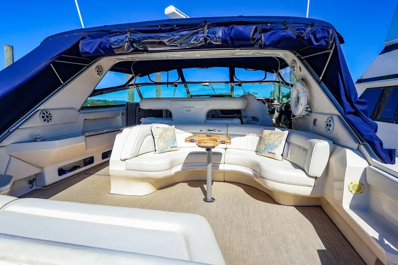 Slide: The Image of Luxurious 1998 Sea Ray 500 Sundancer yacht interior with plush seating and elegant design. - 15