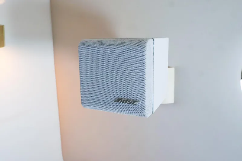 Slide: The Image of Wall-mounted Bose speaker on a Sea Ray 500 Sundancer yacht, 1998 model. - 52