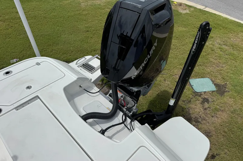 Slide: The Image of 2027 Caymas 26 HB boat with Mercury outboard motor and Power-Pole anchor system. - 10