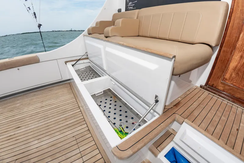 Slide: The Image of Luxury seating and storage on 1993 Custom Carolina Scarborough 56 Convertible yacht deck. - 11