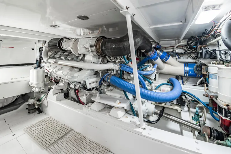 Slide: The Image of Engine room of 1993 Custom Carolina Scarborough 56 Convertible, showcasing detailed machinery and components. - 71
