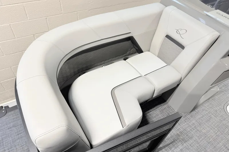 Slide: The Image of Luxurious seating in 2026 Qwest L-Class 20 RLS boat, featuring elegant white upholstery. - 10