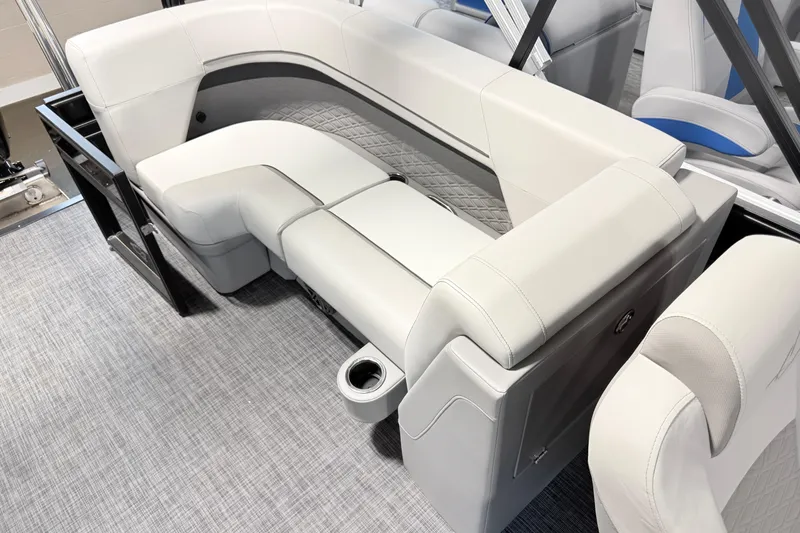 Slide: The Image of Luxurious seating in 2026 Qwest L-Class 20 RLS boat, featuring modern design and comfort. - 8