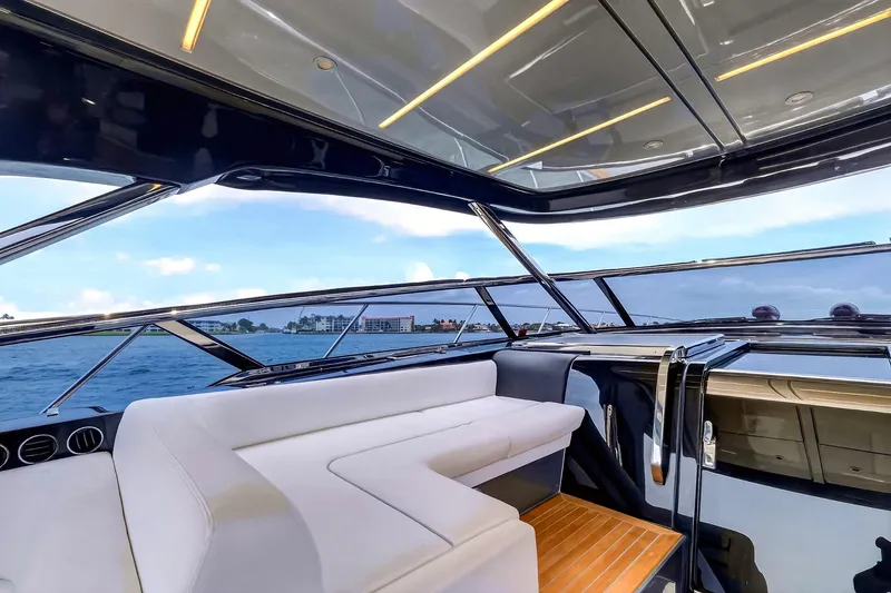 Slide: The Image of Luxurious interior of 2022 Riva 56' Rivale yacht with ocean view. - 25