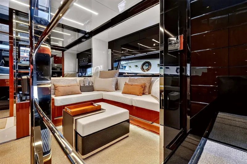 Slide: The Image of Luxurious interior of 2022 Riva 56' Rivale yacht with elegant seating and modern design. - 37