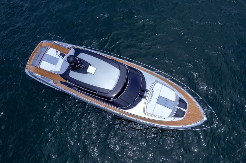 Slide: The Image of Aerial view of 2022 Riva 56' Rivale yacht on open water. - 4