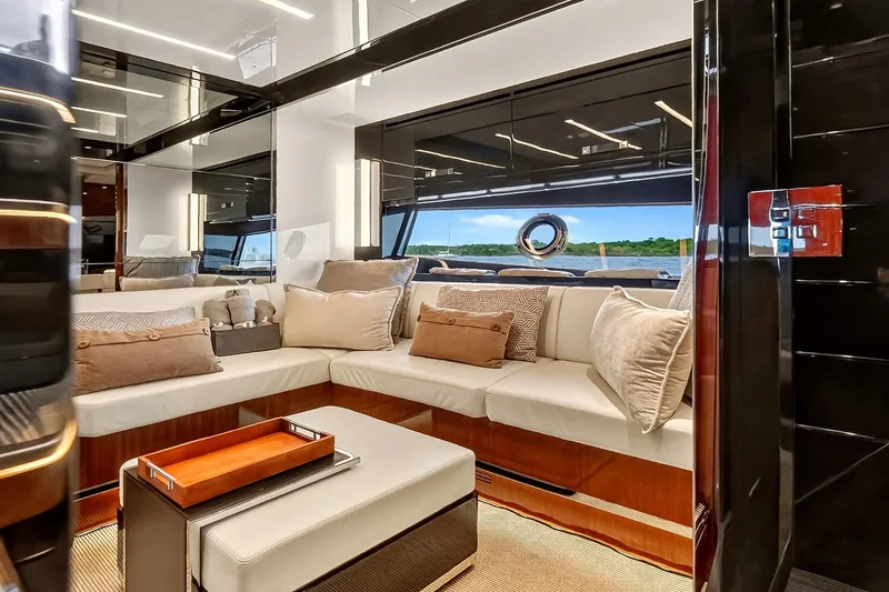 Slide: The Image of Luxurious interior of 2022 Riva 56' Rivale yacht with elegant seating and modern design. - 40