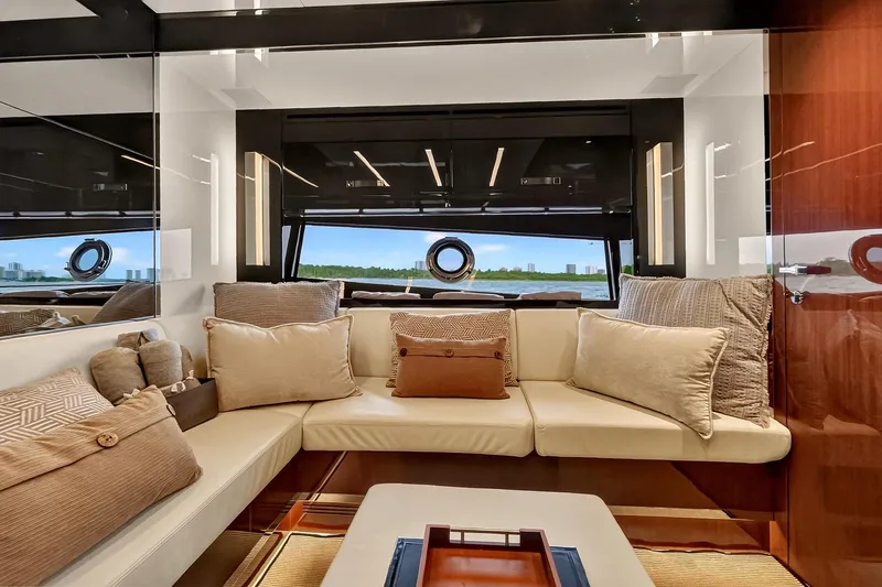 Slide: The Image of Luxurious interior of 2022 Riva 56' Rivale yacht with plush seating and elegant decor. - 41