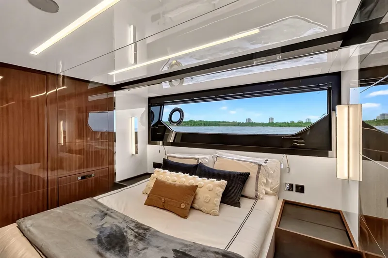Slide: The Image of Luxurious interior of 2022 Riva 56' Rivale yacht with elegant bedroom design. - 43