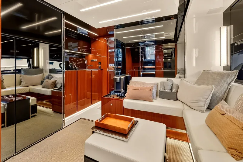 Slide: The Image of Luxurious interior of 2022 Riva 56' Rivale yacht with elegant seating and modern design. - 47