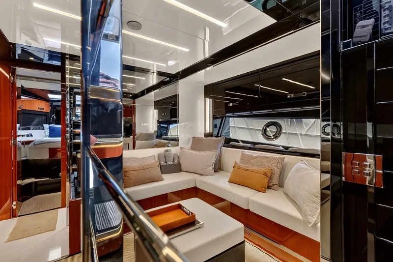 Slide: The Image of Luxurious interior of 2022 Riva 56' Rivale yacht with elegant seating and modern design. - 48