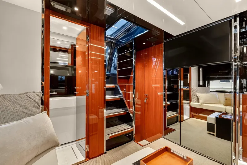 Slide: The Image of Luxurious interior of 2022 Riva 56' Rivale yacht with modern furnishings and sleek design. - 49
