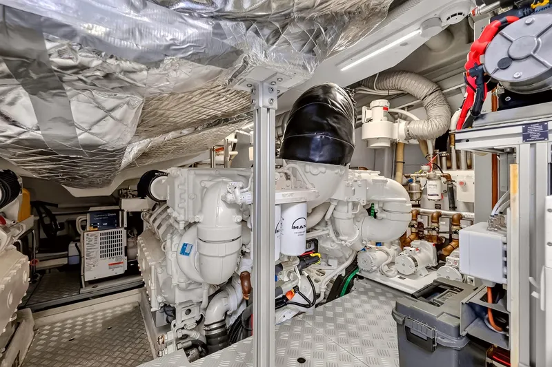 Slide: The Image of Engine room of 2022 Riva 56' Rivale yacht, showcasing advanced machinery and equipment. - 67