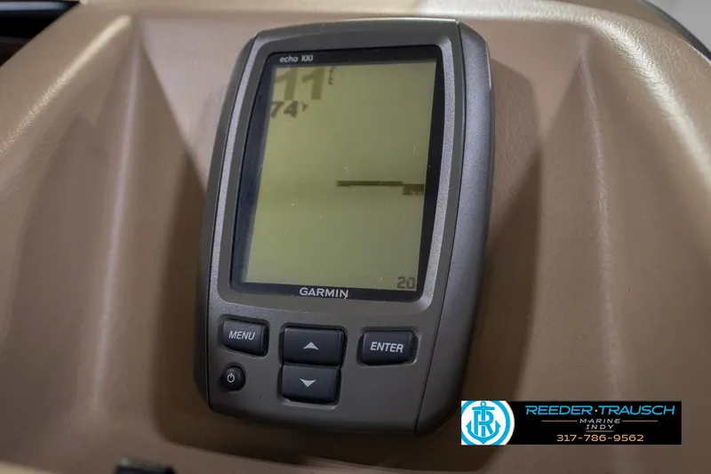 Slide: The Image of Garmin Echo 100 fishfinder on 2013 Bennington 2550 RBR boat dashboard. - 45