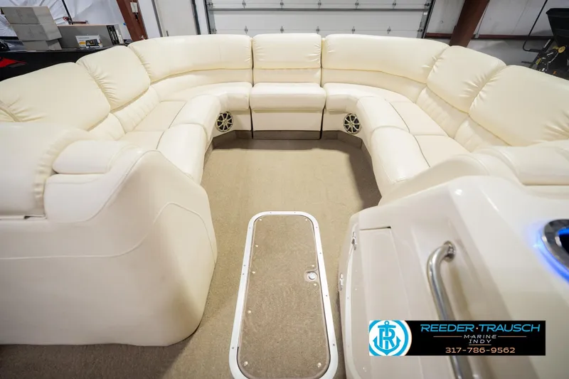 Slide: The Image of Luxurious interior of 2013 Bennington 2550 RBR pontoon boat with plush seating. - 25