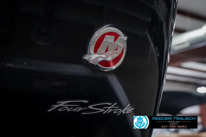 Slide: The Image of 2013 Bennington 2550 RBR boat with Mercury FourStroke engine logo. - 64