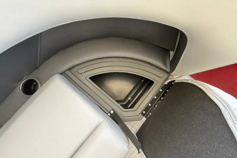 Slide: The Image of Interior seating and storage of 2026 Sun Tracker Party Barge 16 DLX pontoon boat. - 19
