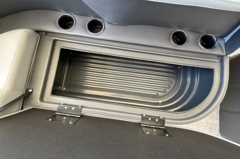 Slide: The Image of Storage compartment in 2026 Sun Tracker Party Barge 16 DLX pontoon boat. - 24