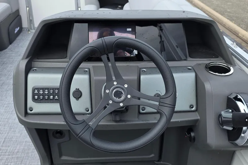 Slide: The Image of Steering console of 2026 Sun Tracker Party Barge 20 DLX pontoon boat. - 9