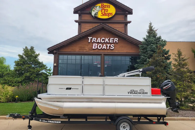 The Image of 2026 Sun Tracker Party Barge 16 DLX pontoon boat at Bass Pro Shops. - 0