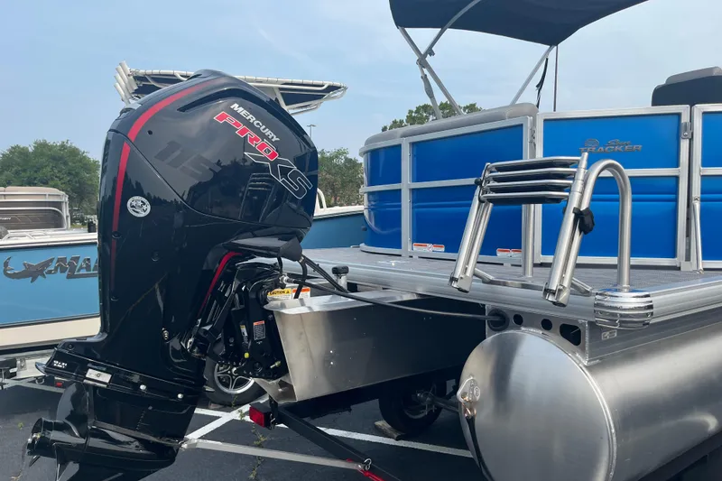Slide: The Image of 2026 Sun Tracker Party Barge 20 DLX with Mercury Pro XS outboard motor. - 3