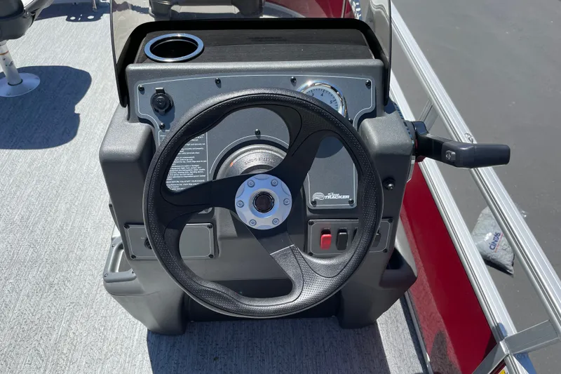 Slide: The Image of Steering console of 2026 Sun Tracker Bass Buggy 16 XL Select pontoon boat. - 19