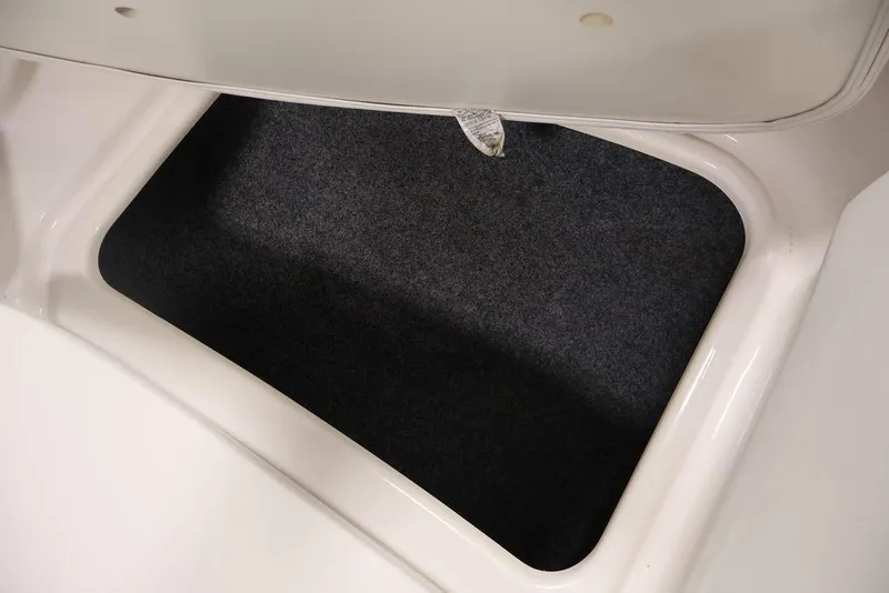 Slide: The Image of 2016 Yamaha Boats SX192 storage compartment with carpeted interior. - 19