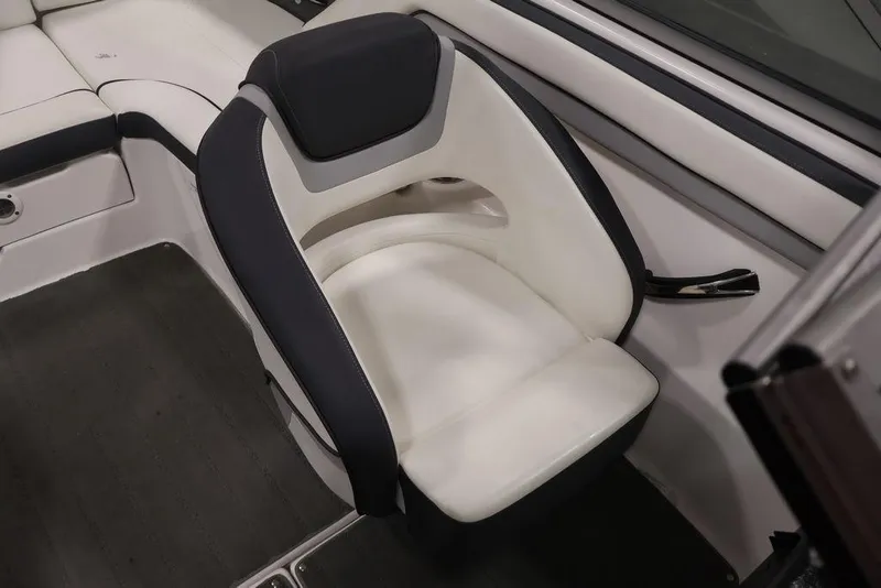 Slide: The Image of 2016 Yamaha Boats SX192 interior seat with white and black upholstery. - 26