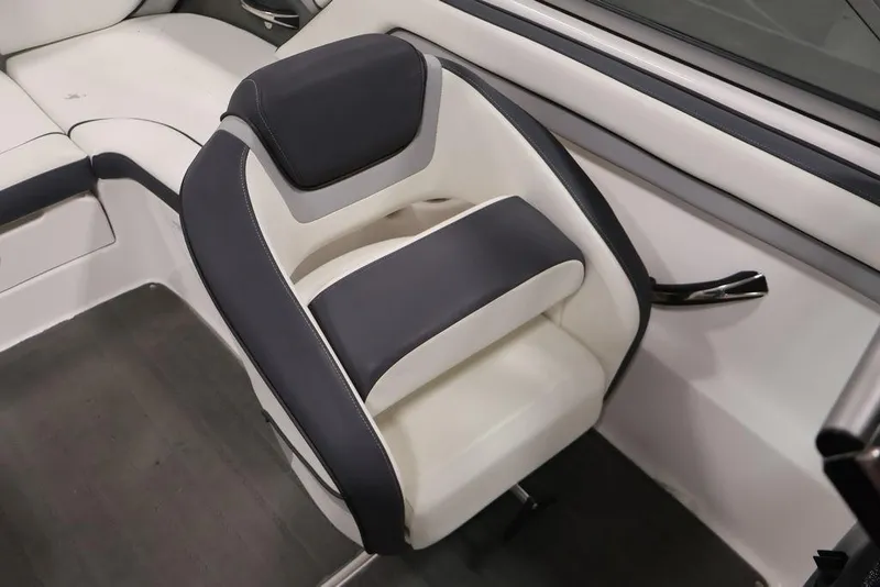 Slide: The Image of 2016 Yamaha Boats SX192 interior seat with black and white upholstery. - 33