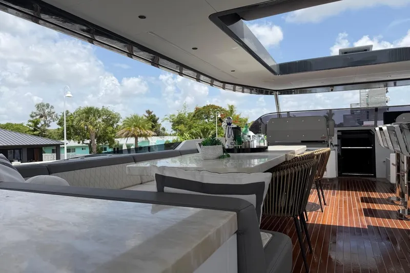 Slide: The Image of Luxurious 2024 Sirena 88 yacht interior with elegant dining area and modern design. - 37
