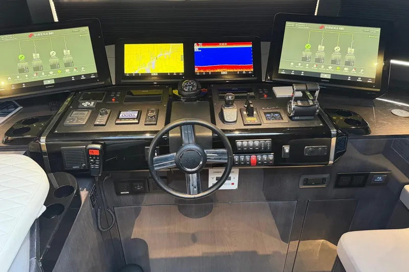 Slide: The Image of Cockpit of 2024 Sirena 88 yacht with advanced navigation and control systems. - 93