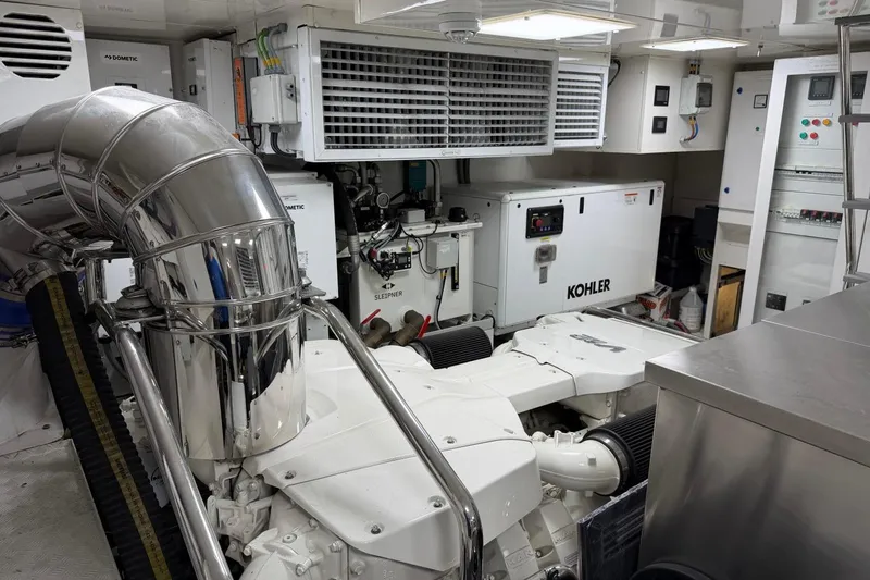 Slide: The Image of Engine room of 2024 Sirena 88 yacht with Kohler generator and advanced machinery. - 147