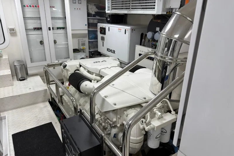 Slide: The Image of Engine room of 2024 Sirena 88 yacht with Kohler generator and MAN engine. - 141