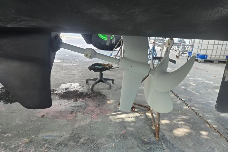 Slide: The Image of Propeller and rudder of 2020 Aquila 44 Yacht on dry dock. - 44