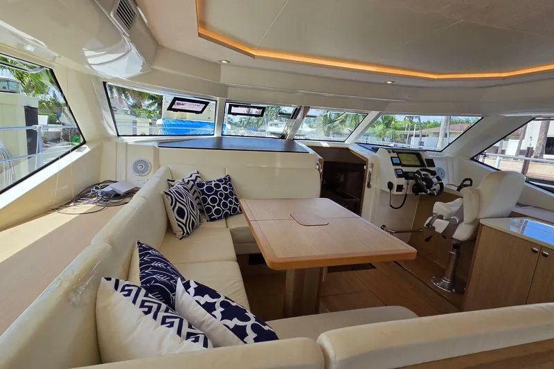 Slide: The Image of Luxurious interior of 2020 Aquila 44 Yacht with plush seating and modern helm. - 8