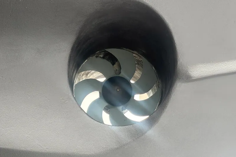 Slide: The Image of Close-up of a Hargrave 94 yacht's propeller, 2001 model, showcasing its sleek design. - 107