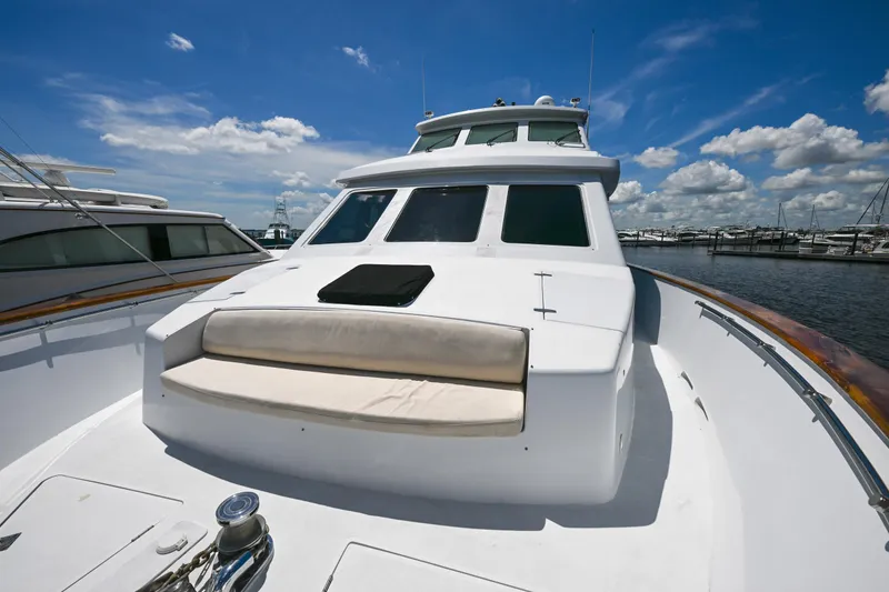 Slide: The Image of Luxury Hargrave 94 yacht from 2001 docked under a clear blue sky. - 71