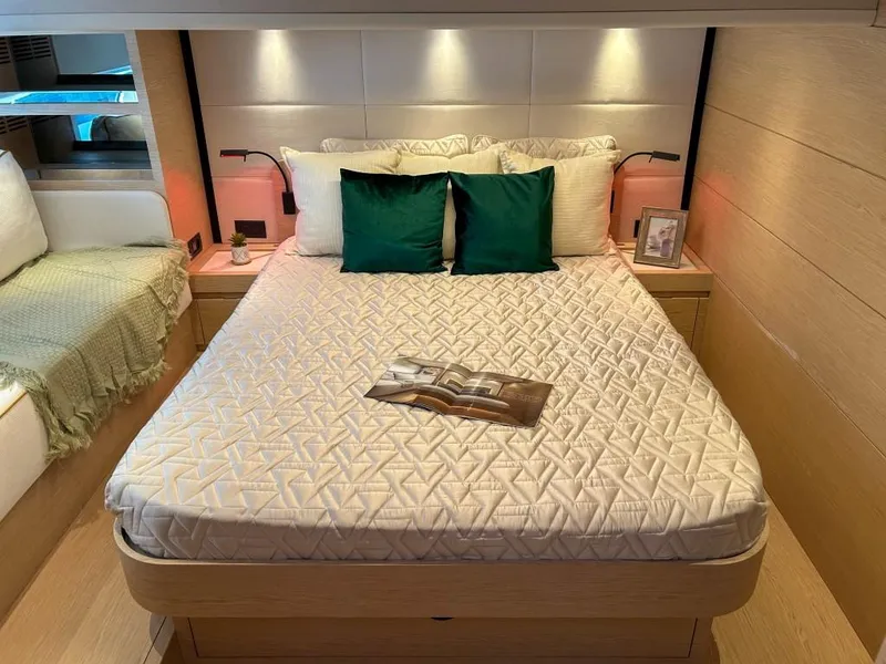 Slide: The Image of Luxurious bedroom interior of 2024 Solaris Power 52 Open yacht with modern decor. - 30