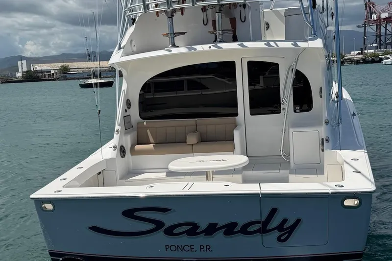 Slide: The Image of 2012 Viking 50 Convertible yacht named "Sandy" docked in Ponce, Puerto Rico. - 13