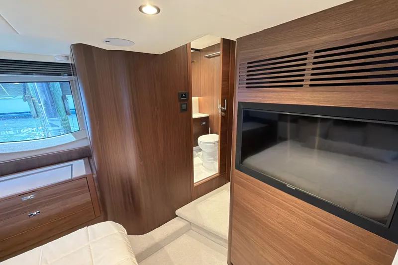 Slide: The Image of Luxurious interior of 2027 Princess F50 yacht with wood finishes and modern amenities. - 122