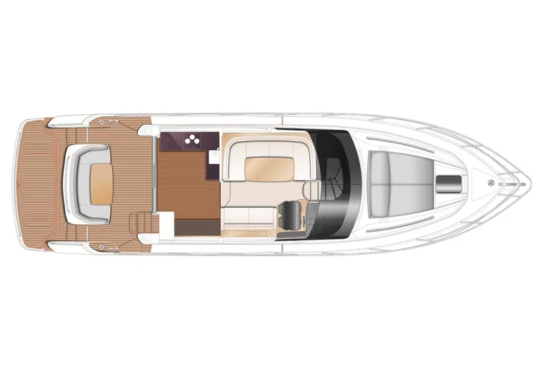 Slide: The Image of Manufacturer Provided Image: Top view layout of 2026 Princess F50 yacht, showcasing deck and interior design. - 21