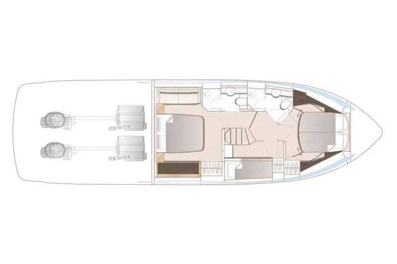 Slide: The Image of Manufacturer Provided Image: Floor plan of 2026 Princess F50 yacht, showcasing interior layout and engine placement. - 22