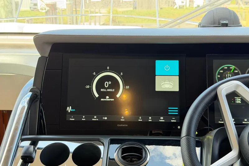 Slide: The Image of Dashboard of a 2027 Princess F50 yacht showing navigation and control systems. - 89