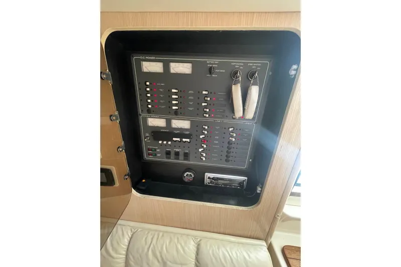 Slide: The Image of Electrical control panel on a 1995 Tiara Yachts 3500 Express boat. - 10