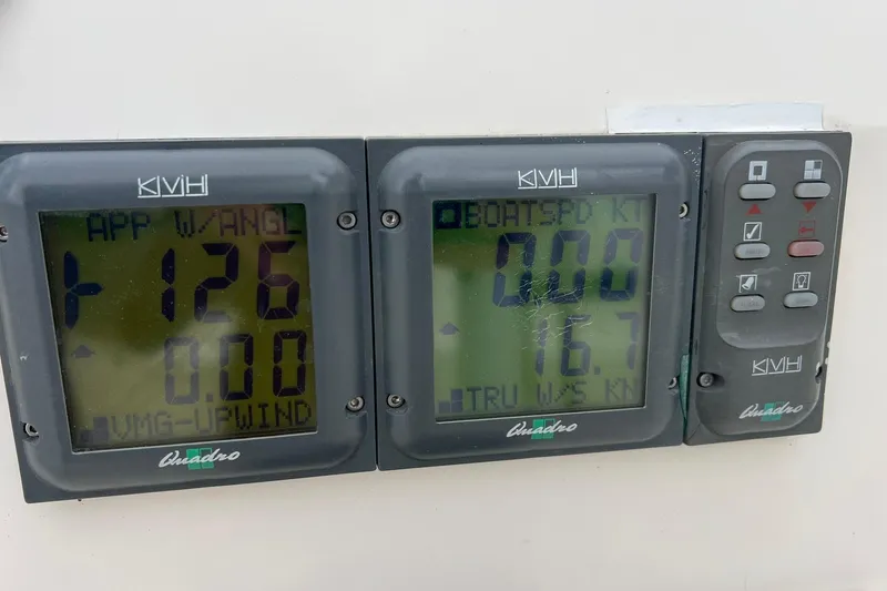Slide: The Image of Digital navigation display on a 1998 Sabre 362 sailboat showing wind and speed data. - 12
