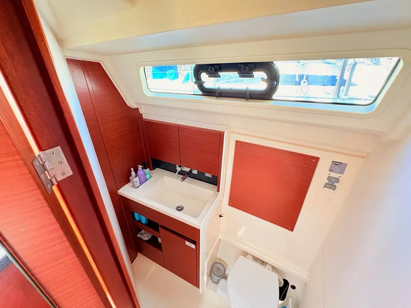 Slide: The Image of Interior of a modern yacht with a sink and toilet. - 27