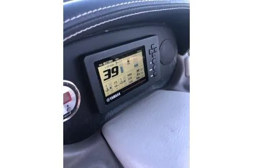 Slide: The Image of Dashboard of 2017 Crownline Eclipse E6 XS boat with Yamaha display showing 39 mph. - 40